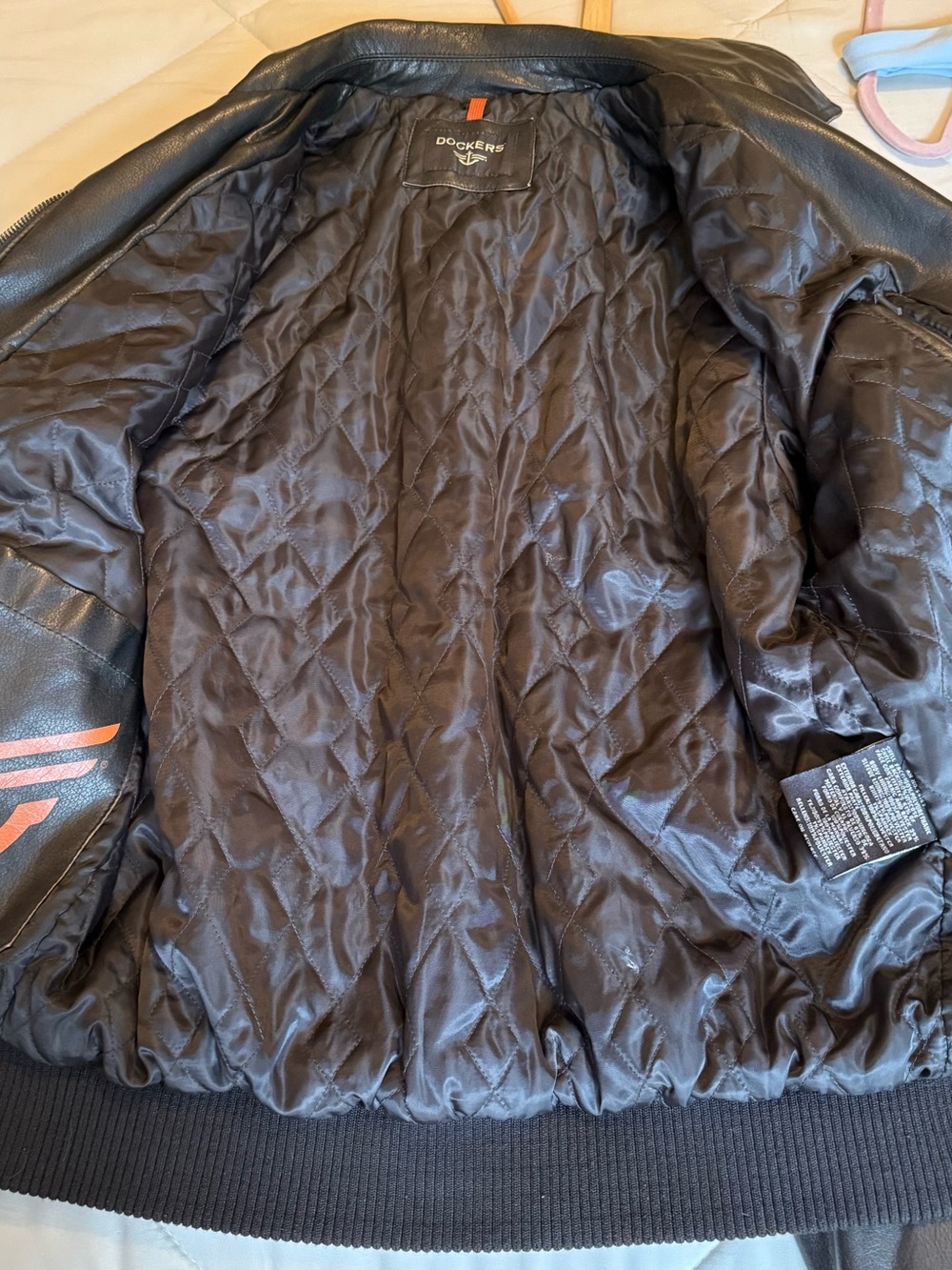 Dockers Dark Brown Faux Leather Bomber Jacket Men’s Medium - Picture 5 of 9